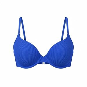 Shade & Shore Blue Textured Underwire Padded Bikini Top Size M 8-10